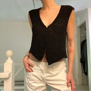 TheOpen Product Open Front Knit Top in Black Size 1